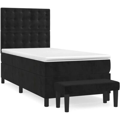 VIDAXL Maisonchic - Bett für Erwachsene, Federkernbett mit Matratze, Einzelbett Schwarz 100x200 cm in Samt VIDAXL Maisonchic - Bett für Erwachsene, Federkernbett mit Matratze, Einzelbett Schwarz 100x200 cm in Samt