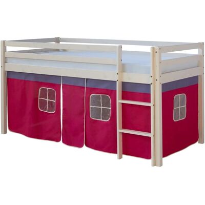 Homestyle4u Hochbett 90x200 mit Vorhang und Lattenrost in Weiß 2574 Homestyle4u Hochbett 90x200 mit Vorhang und Lattenrost in Weiß 2574