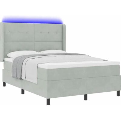vidaXL Boxspringbett mit Matratze mit LED Hellgrau 160 x 200 cm Samt 3343874 vidaXL Boxspringbett mit Matratze mit LED Hellgrau 160 x 200 cm Samt 3343874