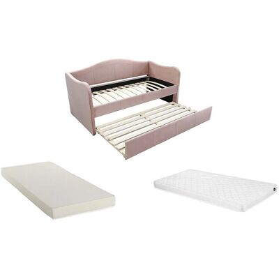 Vente-unique Bett Mathilde - Samtvel Rosa - 90x190cm Vente-unique Bett Mathilde - Samtvel Rosa - 90x190cm