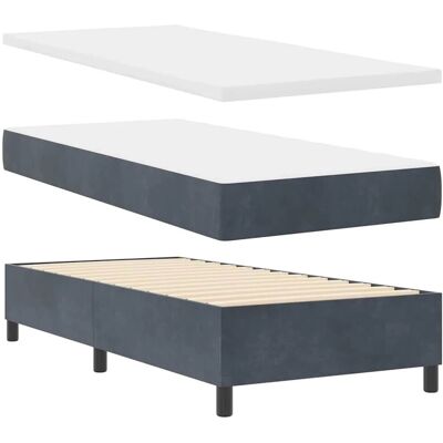 vidaXL Boxspringbett mit Matratze Dunkelgrau 100 x 200 cm Samt 3344559 vidaXL Boxspringbett mit Matratze Dunkelgrau 100 x 200 cm Samt 3344559