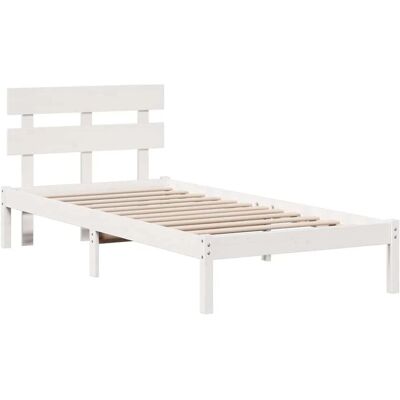 vidaXL Bettgestell mit Kopfteil Weiß 100 x 200 cm Massivholz Kiefer 872141 vidaXL Bettgestell mit Kopfteil Weiß 100 x 200 cm Massivholz Kiefer 872141