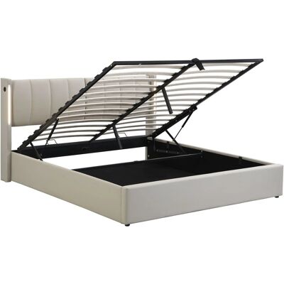 Merax LED Polsterbett 180 x 200 cm mit USB Stauraum Verstellbarem Kopfteil PU Grau Merax LED Polsterbett 180 x 200 cm mit USB Stauraum Verstellbarem Kopfteil PU Grau