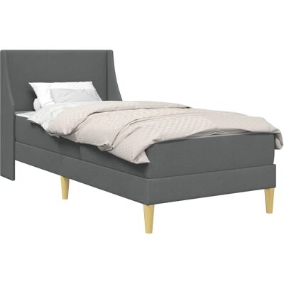 vidaXL Bettgestell mit Matratze Uni Dunkelgrau 100 x 200 cm Stoff 3414720 vidaXL Bettgestell mit Matratze Uni Dunkelgrau 100 x 200 cm Stoff 3414720