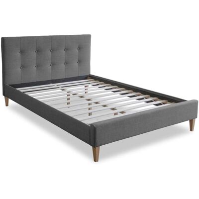 HOMESTYLE4U Grau Stoff Doppelbett - 180x200 cm - Bett HOMESTYLE4U Grau Stoff Doppelbett - 180x200 cm - Bett
