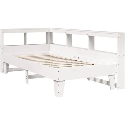 vidaXL Massivholzbett mit Regal ohne Matratze Weiß 75x190 cm Kiefer 3324563 vidaXL Massivholzbett mit Regal ohne Matratze Weiß 75x190 cm Kiefer 3324563