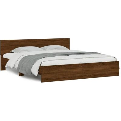 vidaXL Bettgestell mit Kopfteil Braun Eiche-Optik 200x200 cm1946520 vidaXL Bettgestell mit Kopfteil Braun Eiche-Optik 200x200 cm1946520