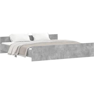 vidaXL Bettgestell mit Kopf- und Fußteil Betongrau 200x200 cm1909004 vidaXL Bettgestell mit Kopf- und Fußteil Betongrau 200x200 cm1909004