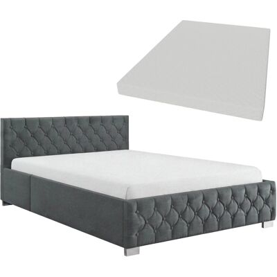 Juskys Polsterbett Nizza 180 x 200 cm mit Matratze in Dunkelgrau Juskys Polsterbett Nizza 180 x 200 cm mit Matratze in Dunkelgrau