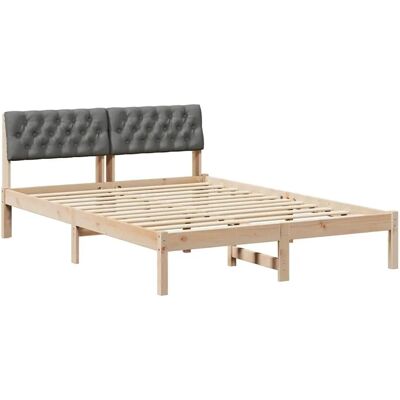 vidaXL Bettgestell Braun und Dunkelgrau 150 x 200 cm Massivholz Kiefer 878600 vidaXL Bettgestell Braun und Dunkelgrau 150 x 200 cm Massivholz Kiefer 878600