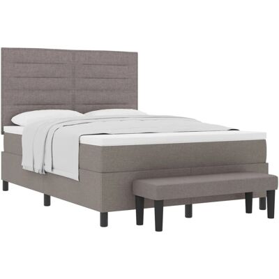 vidaXL Boxspringbett mit Matratze - Taupe - 140x190cm - Linien De vidaXL Boxspringbett mit Matratze - Taupe - 140x190cm - Linien De
