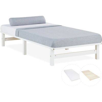 Homestyle4u Holzbett Palettenbett 90x200 mit Matratze Weiß Futonbett 3047 Homestyle4u Holzbett Palettenbett 90x200 mit Matratze Weiß Futonbett 3047