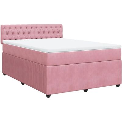 vidaXL Rosa Samt 140x200cm Boxspringbett vidaXL Rosa Samt 140x200cm Boxspringbett