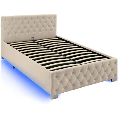 Tectake Polsterbett Sedona In Samtoptik Mit Steppmuster Indirekte Led Beleuchtung An Den Seiten 120 x 200 cm 215 x 129 x 83 cm Samtoptik Sand Tectake Polsterbett Sedona In Samtoptik Mit Steppmuster Indirekte Led Beleuchtung An Den Seiten 120 x 200 cm 215 x 129 x 83 cm Samtoptik Sand