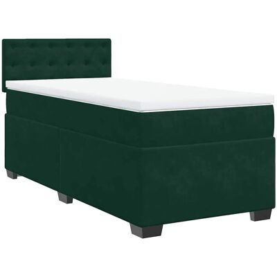 vidaXL Boxspringbett mit Matratze Dunkelgrün 100x200 cm Samt 3286249 vidaXL Boxspringbett mit Matratze Dunkelgrün 100x200 cm Samt 3286249