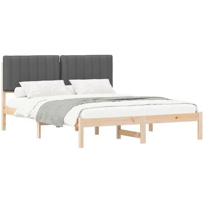 vidaXL Bettgestell mit Gepolstertem Kopfteil Dunkelgrau 150 x 200 cm 878040 vidaXL Bettgestell mit Gepolstertem Kopfteil Dunkelgrau 150 x 200 cm 878040