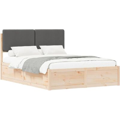 vidaXL Bettgestell mit Gepolstertem Kopfteil Dunkelgrau 135 x 190 cm 3398170 vidaXL Bettgestell mit Gepolstertem Kopfteil Dunkelgrau 135 x 190 cm 3398170