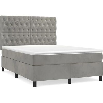 vidaXL Boxspringbett mit Matratze Hellgrau 140x190 cm Samt 3143199 vidaXL Boxspringbett mit Matratze Hellgrau 140x190 cm Samt 3143199