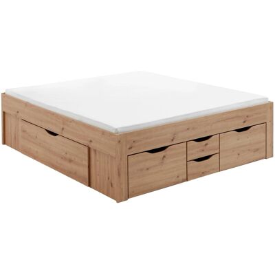 RELITA Stauraumbett - 180x200cm, Braun, 6 Schubladen, Ohne Kopfteil RELITA Stauraumbett - 180x200cm, Braun, 6 Schubladen, Ohne Kopfteil