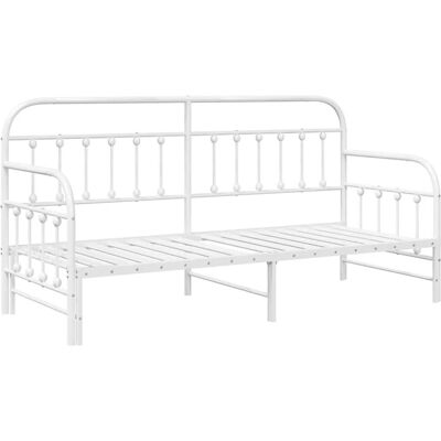 Vidaxl Weißes Metallbett mit Ausziehbett - Bettgestell Vidaxl Weißes Metallbett mit Ausziehbett - Bettgestell