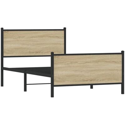 vidaXL Metallbett ohne Matratze Sonoma-Eiche 100x190 cm 4007728 vidaXL Metallbett ohne Matratze Sonoma-Eiche 100x190 cm 4007728