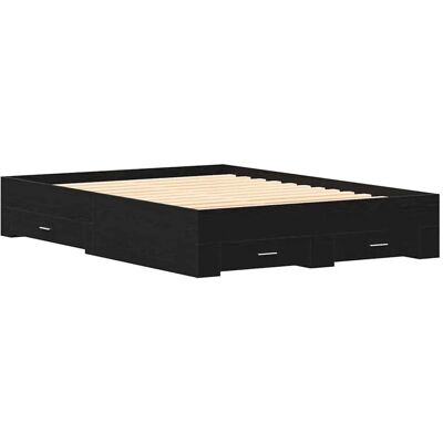 vidaXL Bettrahmen Schwarz Eichen-Optik 140 x 190 cm Holzwerkstoff 3333974 vidaXL Bettrahmen Schwarz Eichen-Optik 140 x 190 cm Holzwerkstoff 3333974