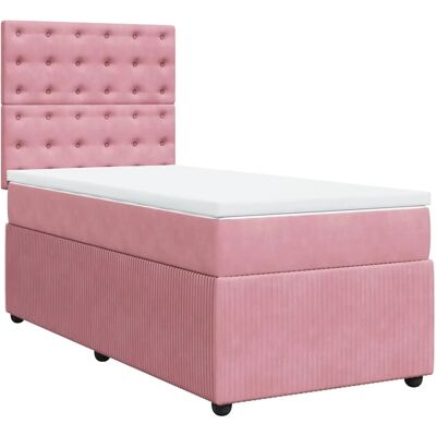 Vidaxl Rosa Samtbett mit Matratze & Verstellbarem Kopfteil - Bett Vidaxl Rosa Samtbett mit Matratze & Verstellbarem Kopfteil - Bett