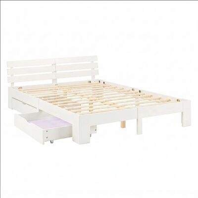 Homestyle4u Holzbett 160x200 mit Lattenrost und 2 Bettkästen in Weiß 3211 Homestyle4u Holzbett 160x200 mit Lattenrost und 2 Bettkästen in Weiß 3211