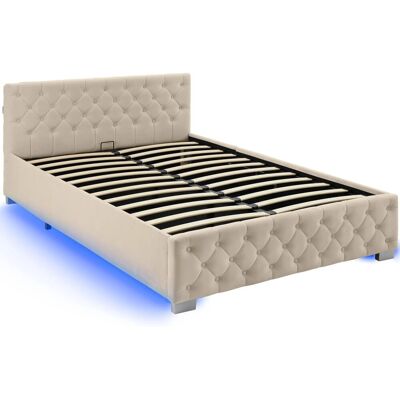Tectake Polsterbett Venice In Samtoptik Mit Steppmuster Indirekte Led Beleuchtung An Den Seiten 140 x 200 cm 215 x 148 x 83 cm Samtoptik Sand Tectake Polsterbett Venice In Samtoptik Mit Steppmuster Indirekte Led Beleuchtung An Den Seiten 140 x 200 cm 215 x 148 x 83 cm Samtoptik Sand