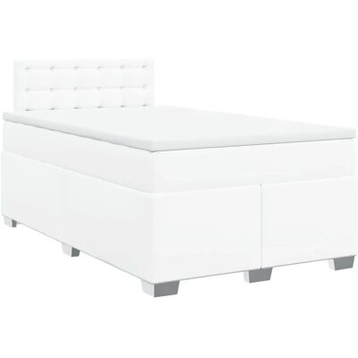 vidaXL Boxspringbett mit Matratze Weiß 120x200 cm Kunstleder 3286117 vidaXL Boxspringbett mit Matratze Weiß 120x200 cm Kunstleder 3286117