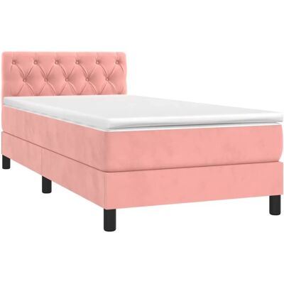 vidaXL Rosa Samtbett mit LED, Modell 80x200 cm - Bett vidaXL Rosa Samtbett mit LED, Modell 80x200 cm - Bett