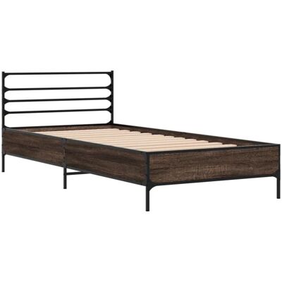 vidaXL Bettgestell Braun Eichen-Optik 90x200 cm Holzwerkstoff Metall 845586 vidaXL Bettgestell Braun Eichen-Optik 90x200 cm Holzwerkstoff Metall 845586