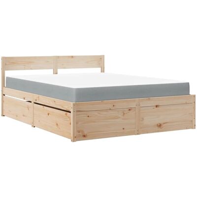 vidaXL Bett mit Schubladen 160x200 cm Natur - Bett vidaXL Bett mit Schubladen 160x200 cm Natur - Bett