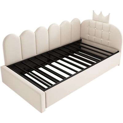 Merax Sofa Bett 90x200 cm Ausziehbett Samt Beige Kinderbett Merax Sofa Bett 90x200 cm Ausziehbett Samt Beige Kinderbett