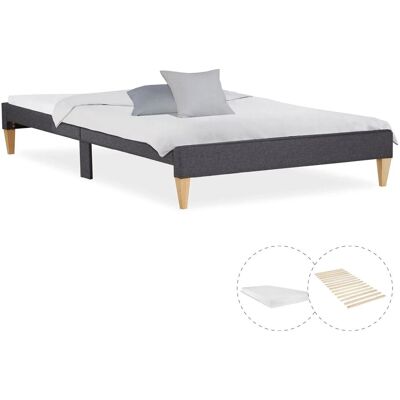 Homestyle4u Polsterbett 140x200 mit Lattenrost und Matratze in Grau 2631 Homestyle4u Polsterbett 140x200 mit Lattenrost und Matratze in Grau 2631