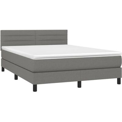 vidaXL Boxspringbett mit Matratze & LED Dunkelgrau 140x200 cm Stoff 3133238 vidaXL Boxspringbett mit Matratze & LED Dunkelgrau 140x200 cm Stoff 3133238