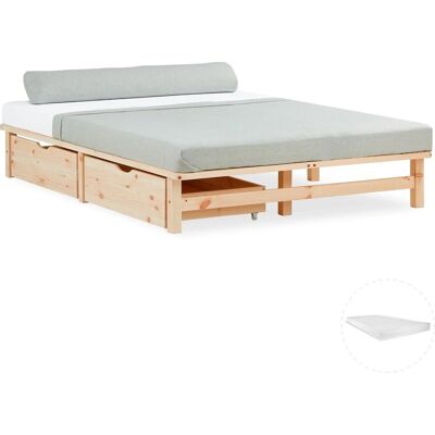 Homestyle4u Holzbett Jugendbett Palettenbett 140x200 mit Matratze 2 Bettkästen Natur 3040 Homestyle4u Holzbett Jugendbett Palettenbett 140x200 mit Matratze 2 Bettkästen Natur 3040