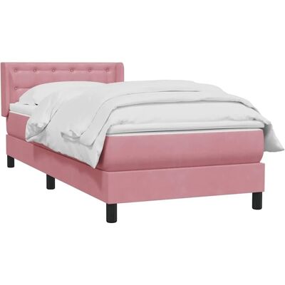 vidaXL Rosa Samt 90x210 cm Boxspringbett mit Matratze vidaXL Rosa Samt 90x210 cm Boxspringbett mit Matratze