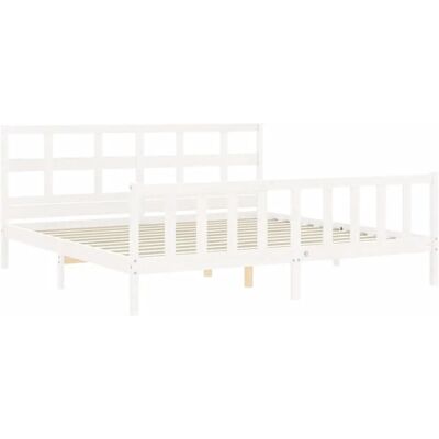 vidaXL Massivholzbett mit Kopfteil Weiß 3193027 vidaXL Massivholzbett mit Kopfteil Weiß 3193027