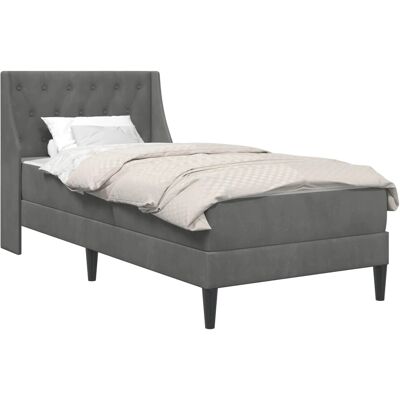 vidaXL Bettgestell mit Matratze Dunkelgrau 100 x 200 cm Samt 3414778 vidaXL Bettgestell mit Matratze Dunkelgrau 100 x 200 cm Samt 3414778