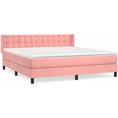 vidaXL Rosa Samt Bett mit Matratze - Bett vidaXL Rosa Samt Bett mit Matratze - Bett