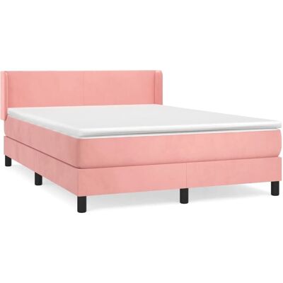 vidaXL Rosa Samt 140x200cm Bett - Verstellbares Kopfteil, Taschenfederkern vidaXL Rosa Samt 140x200cm Bett - Verstellbares Kopfteil, Taschenfederkern
