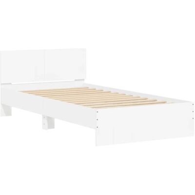 vidaXL Bettgestell mit Kopfteil Weiß 100x200 cm Holzwerkstoff 838617 vidaXL Bettgestell mit Kopfteil Weiß 100x200 cm Holzwerkstoff 838617