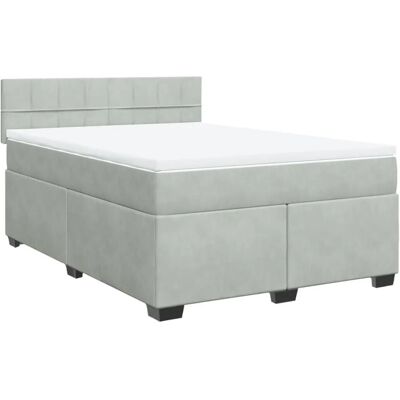 vidaXL Boxspringbett mit Matratze Hellgrau 140x190 cm Samt 3286306 vidaXL Boxspringbett mit Matratze Hellgrau 140x190 cm Samt 3286306