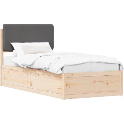 vidaXL Bettgestell mit Gepolstertem Kopfteil Dunkelgrau 100 x 200 cm 877650 vidaXL Bettgestell mit Gepolstertem Kopfteil Dunkelgrau 100 x 200 cm 877650