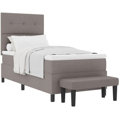 vidaXL Boxspringbett - Taupe - 100 x 200 cm - Knopfgepo vidaXL Boxspringbett - Taupe - 100 x 200 cm - Knopfgepo