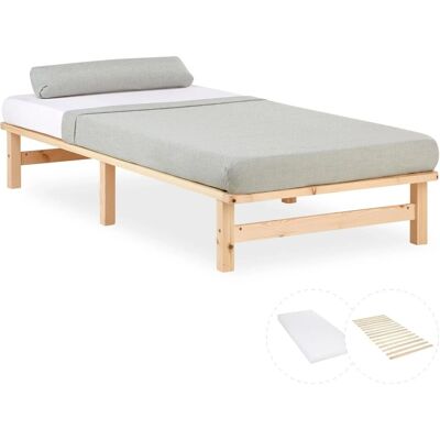 Homestyle4u Holzbett Palettenbett 90x200 mit Matratze Natur Bett 3045 Homestyle4u Holzbett Palettenbett 90x200 mit Matratze Natur Bett 3045