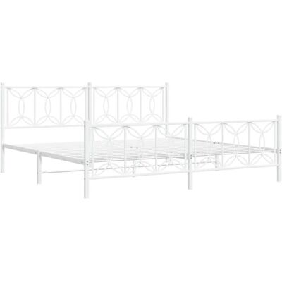 vidaXL Weißes Metallbettgestell 193x203cm - Bettgestell vidaXL Weißes Metallbettgestell 193x203cm - Bettgestell