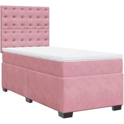 vidaXL Rosa Samtbett mit Matratze - Bett mit Lattenrost vidaXL Rosa Samtbett mit Matratze - Bett mit Lattenrost