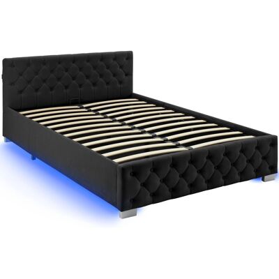 Tectake Polsterbett Venice In Samtoptik Mit Steppmuster Indirekte Led Beleuchtung An Den Seiten 140 x 200 cm 215 x 148 x 83 cm Samtoptik Schwarz Tectake Polsterbett Venice In Samtoptik Mit Steppmuster Indirekte Led Beleuchtung An Den Seiten 140 x 200 cm 215 x 148 x 83 cm Samtoptik Schwarz